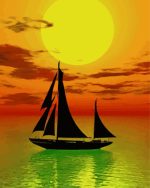 Boat Landscape Sunset Paint By Numbers.jpeg