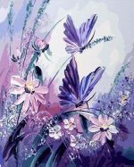 Purple Butterflies And Flowers Paint By Numbers.jpeg