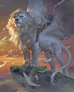 White Lion With Griffin Wings Paint By Numbers.jpeg